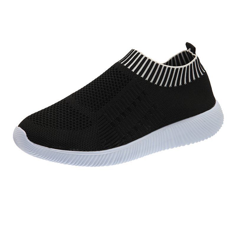 In magazzino transfrontaliero nuovo caldo vendita commercio estero Flyknit traspirante leggero scarpe sportive casual punta tonda più taglia 44 scarpe singole da donna_voghion.com