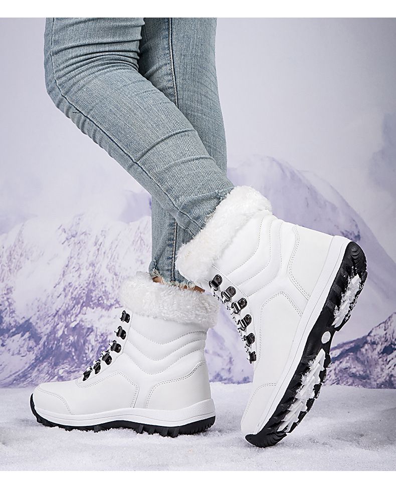 Women's Winter Snow Boots With Thick Fleece Lining, Water-Resistant Synthetic Leather Upper, Non-Slip Rubber Sole For Outdoor Activities_voghion.com