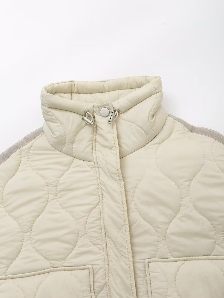 Cappotto imbottito TRAF ZR Nuovo in Capispalla Fiocco Beige Corto Parka da neve Elegante Cappotto da donna di lusso Cappotti invernali caldi da donna_voghion.com