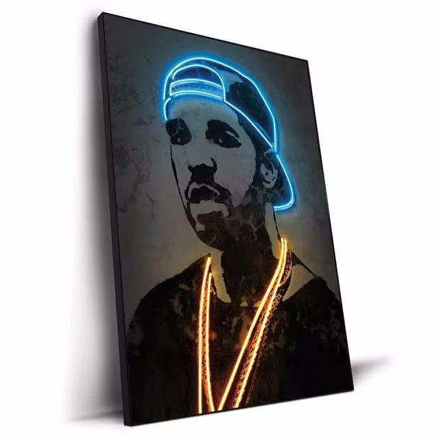 New Abstract Neon Light Design Rapper Poster Hip Hop Wall Art Graffiti Decorative Painting_voghion.com