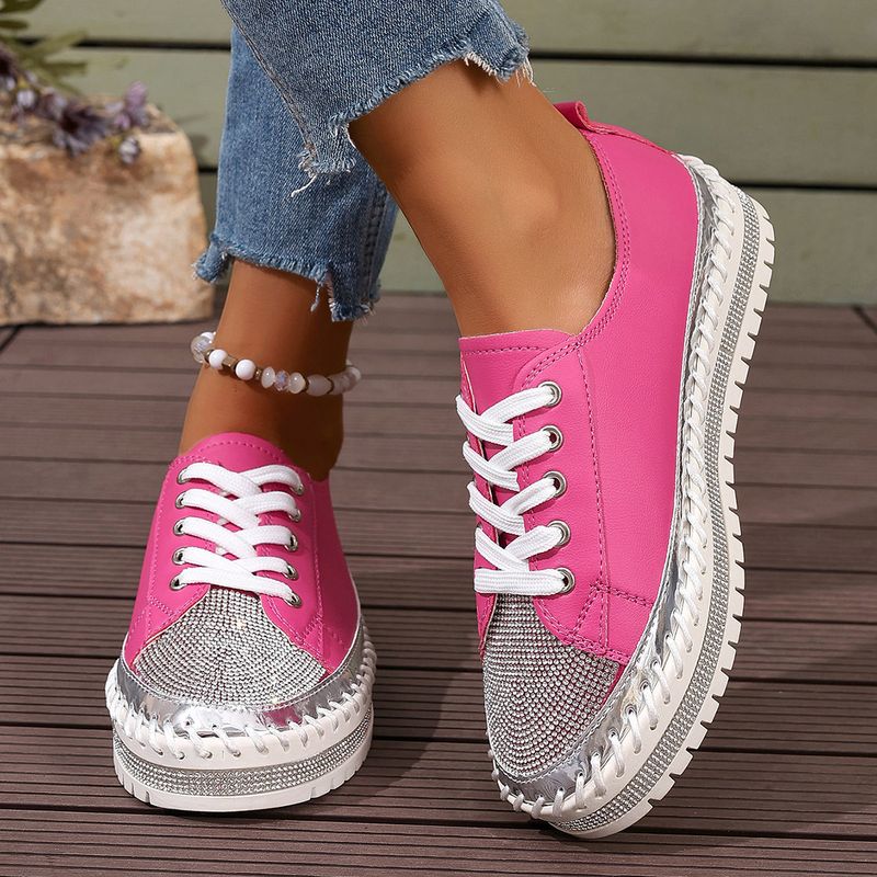 Scarpe piccole bianche con strass autunno nuovo tondo testa spessa fondo muffin mocassini scarpe lacci delle scarpe_voghion.com