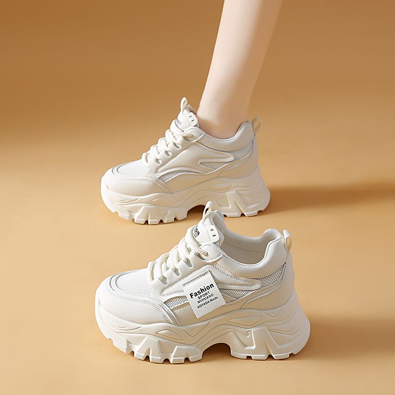 Scarpe sportive casual da donna con aumento interno di 8 cm, tomaia in mesh_voghion.com