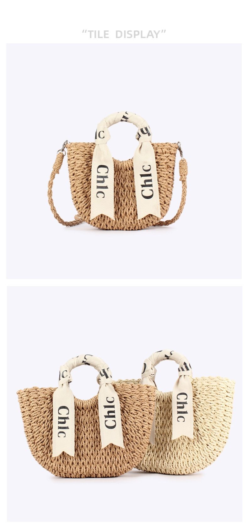 Bags Letter Silk Scarf Wrap Outing Holiday Moon Solid Color Paper Rope Hand Held Woven Women's Bag_voghion.com