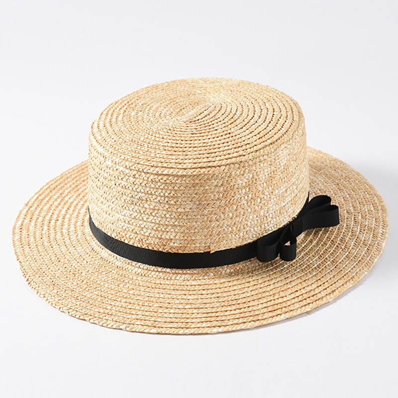 Fashion Fashion Classical Beach Ribbon Bowknot Boater Wide Brim Summer Sun Hats for Women Ladies Wheat Straw Cap Kentucky Derby Hat_voghion.com