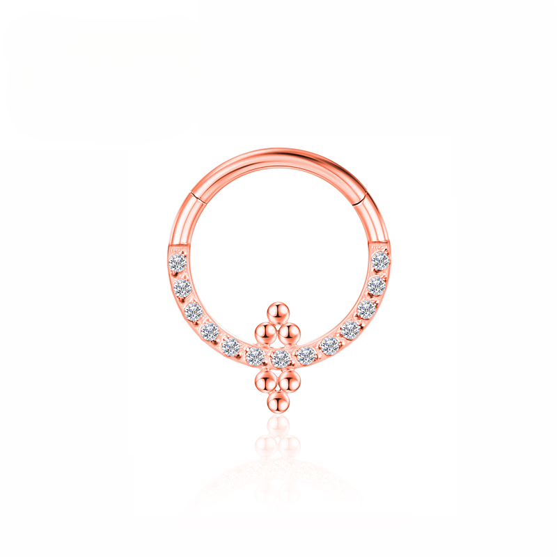 F136 Anelli al naso in titanio e zircone Piercing al setto Cartilagine Segmento incernierato Spirale 16G Orecchini Trago Elica Regalo Gioielli all'ingrosso_voghion.com