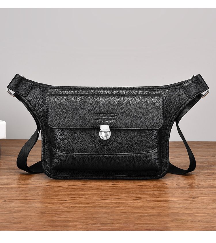 Men's Messenger Bag PU Leather Waterproof Litchi Pattern Shoulder Bag Men's Retro Handbag Small Shoulder Bag Men_voghion.com