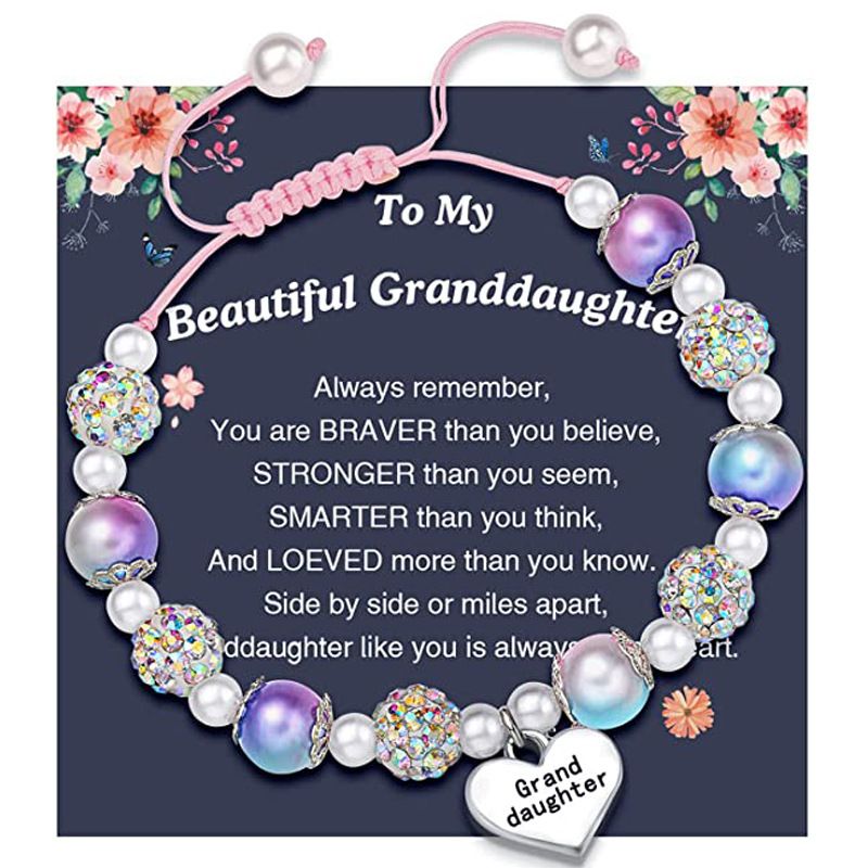 Women's Jewelry Color Shell Bead Bracelet Granddaughter Stainless Steel Love Pendant Shambhala Pink Pearl Bracelet_voghion.com