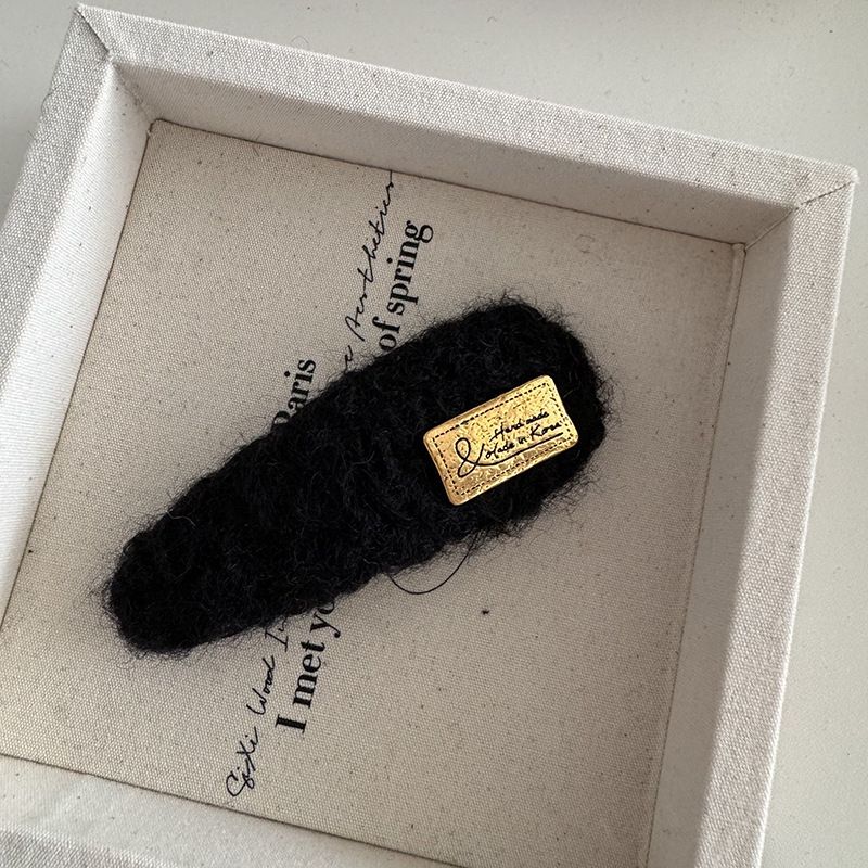 Korean Style Autumn And Winter Wool Gold Standard Oval Rectangular Hairpin Sweet All-match Bangs Side Clip New Hair_voghion.com