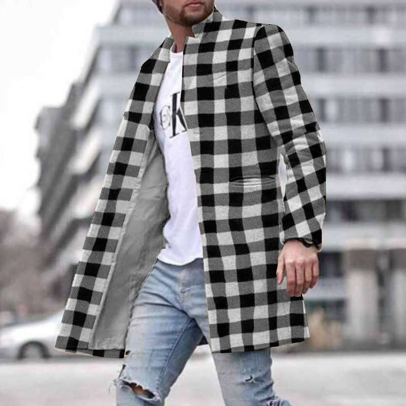 Spring New Men's Youth Woolen Standing Collar, Medium Length Pocket Casual Men's Coat_voghion.com