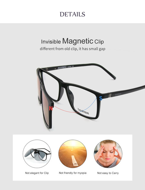 3174 Magnet Sunglasses Clip Mirrored Clip on Magnetic Sunglasses Clip on Glasses Men Polarized Clip Custom Prescription Myopia_voghion.com