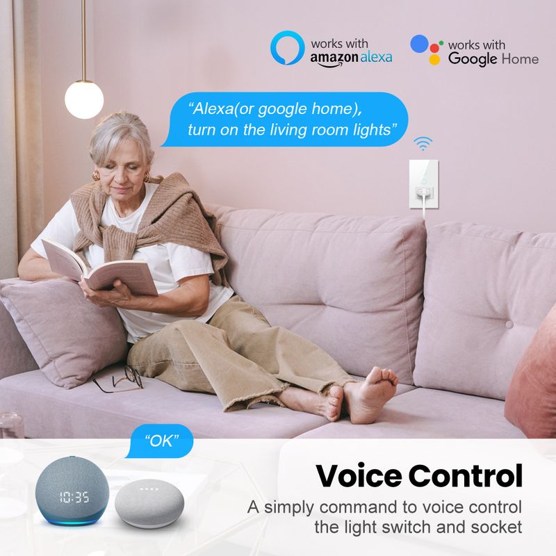 AVATTO Tuya Brazilska WiFi vtičnica, pametno stensko stikalo s senzorjem na dotik, deluje z Alexa Google Home_voghion.com