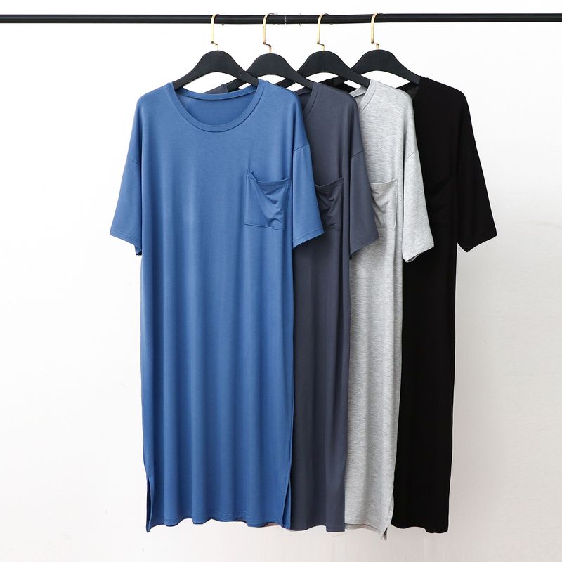 Men's Pajama Set | Modal Cotton Short Sleeve Knee Length Loose Large Home Casual Style-XL_voghion.com