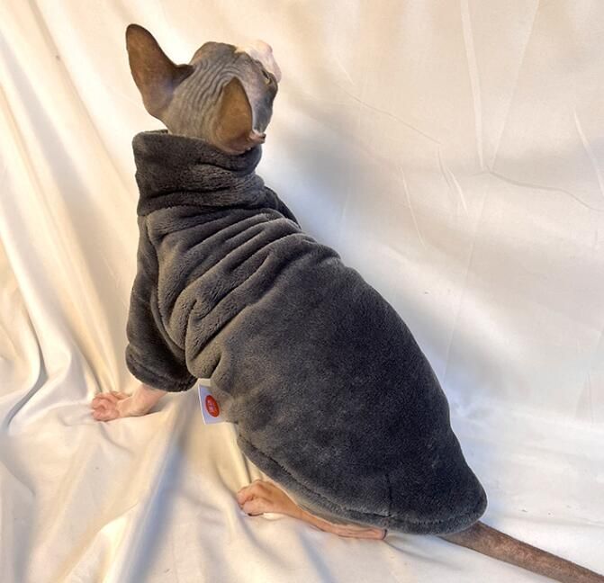 Warme Korallensamt-Kleidung für haarlose Katzen, Winter-Sphynx-Weste, Rollkragenpullover, Kätzchen-Kleidung, Welpenkostüm, Haustier-Zubehör, Gatitos_voghion.com