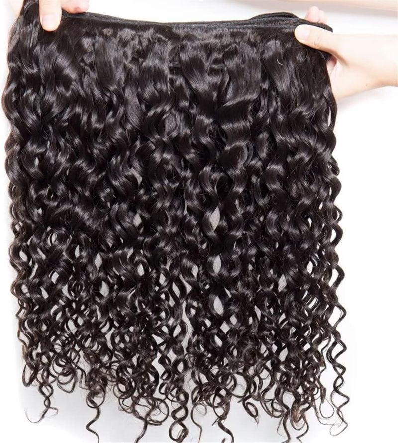 Păr uman ondulat brazilian, extensii creț, culoare neagră naturală, 3 bucle, 300 g_voghion.com