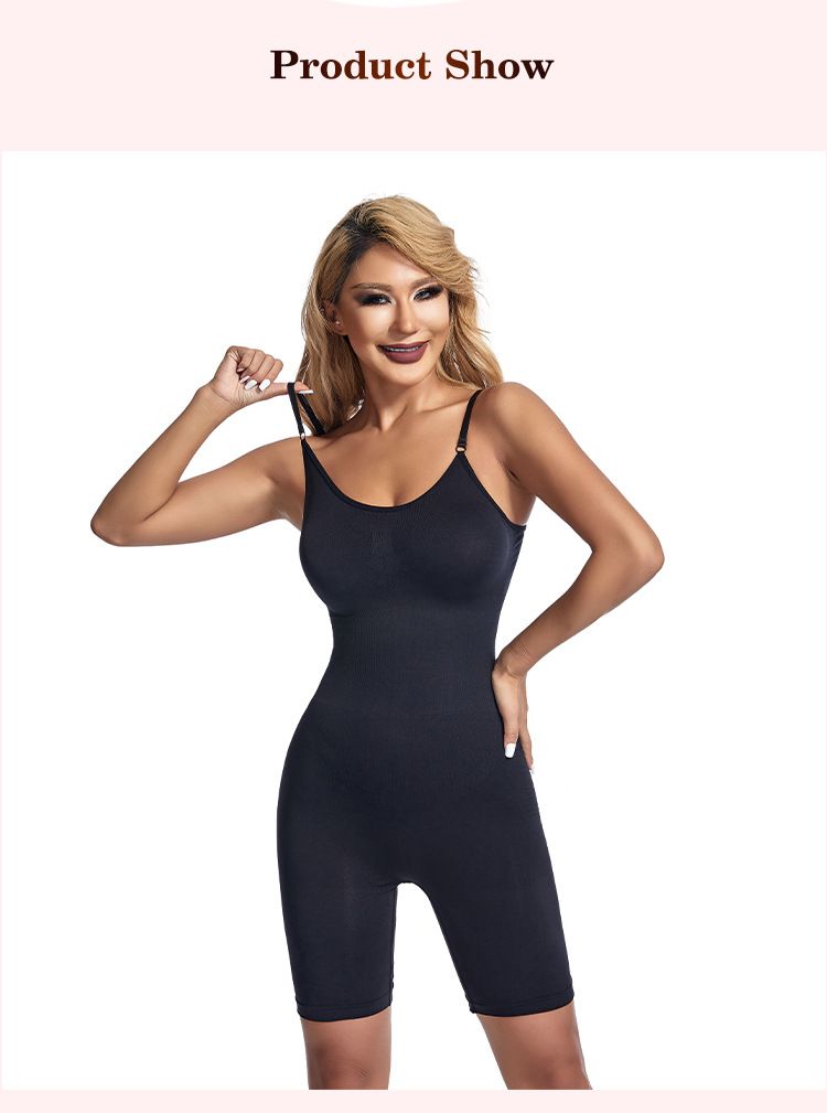 Plus Size One-Piece Boxer Tight-Fitting Five-Point Crotchless Pants Tummy Control Shapewear Camisole Postpartum Slimming_voghion.com