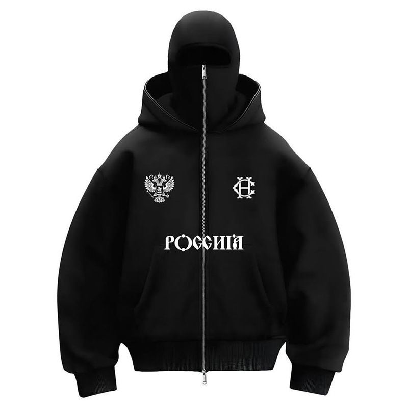 Felpa con cappuccio da uomo alla moda, con doppio cappuccio in velluto, dal design unico, autunno e inverno, nuova felpa da uomo dello stesso stile, ampia, Y2K_voghion.com