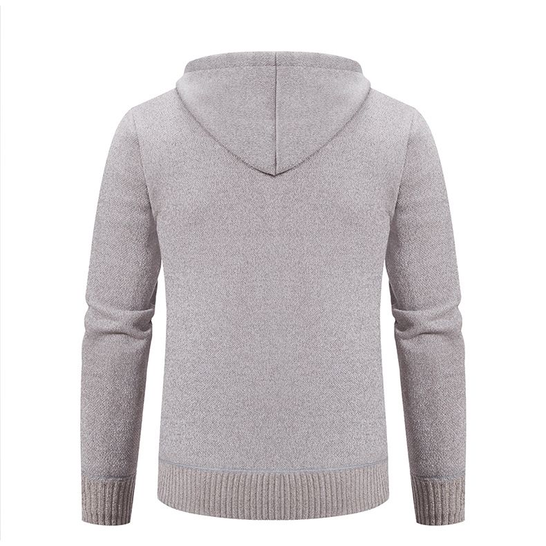 Suéter con capucha y forro polar para hombre - Chaqueta de punto de invierno (negro/carbón/azul marino/marrón/gris claro, M-3XL)_voghion.com