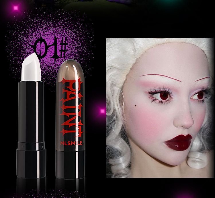 Matte Lipstick Dark Black Vampire Olive Green Creative Halloween Makeup Face Body Painting_voghion.com
