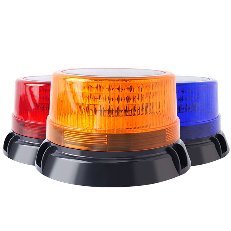 Solar Strobe Warning With Magnetic Base Beacon Safety Flashing Light For Road Construction Vehicle_voghion.com