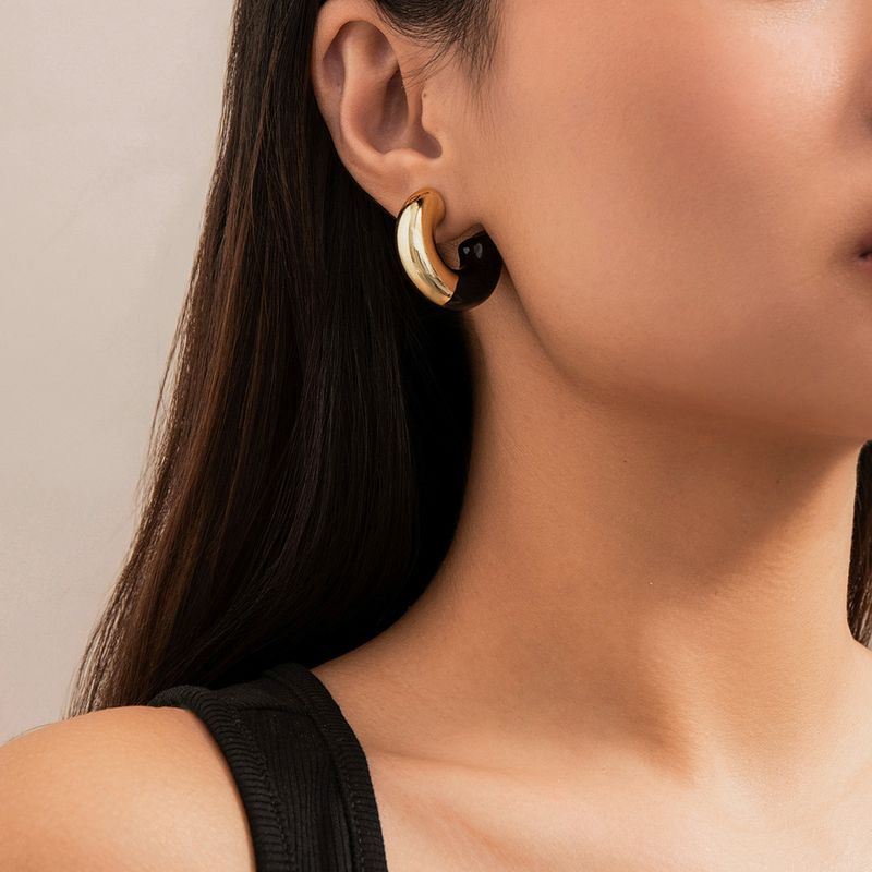 Orecchini da donna in oro, orecchini a cerchio Melard con un senso del design, orecchini a clip in stile francese per donna, stile semplice in metallo, orecchini unici_voghion.com