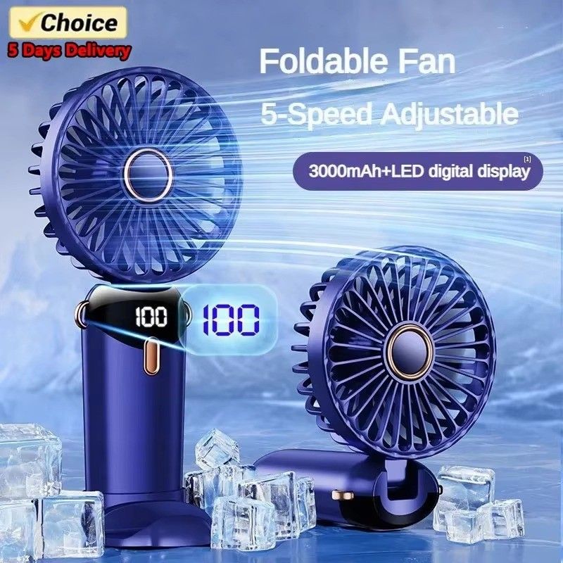 USB Handheld Mini Fan Foldable Neck Hanging Fans 5 Speed USB Rechargeable_voghion.com