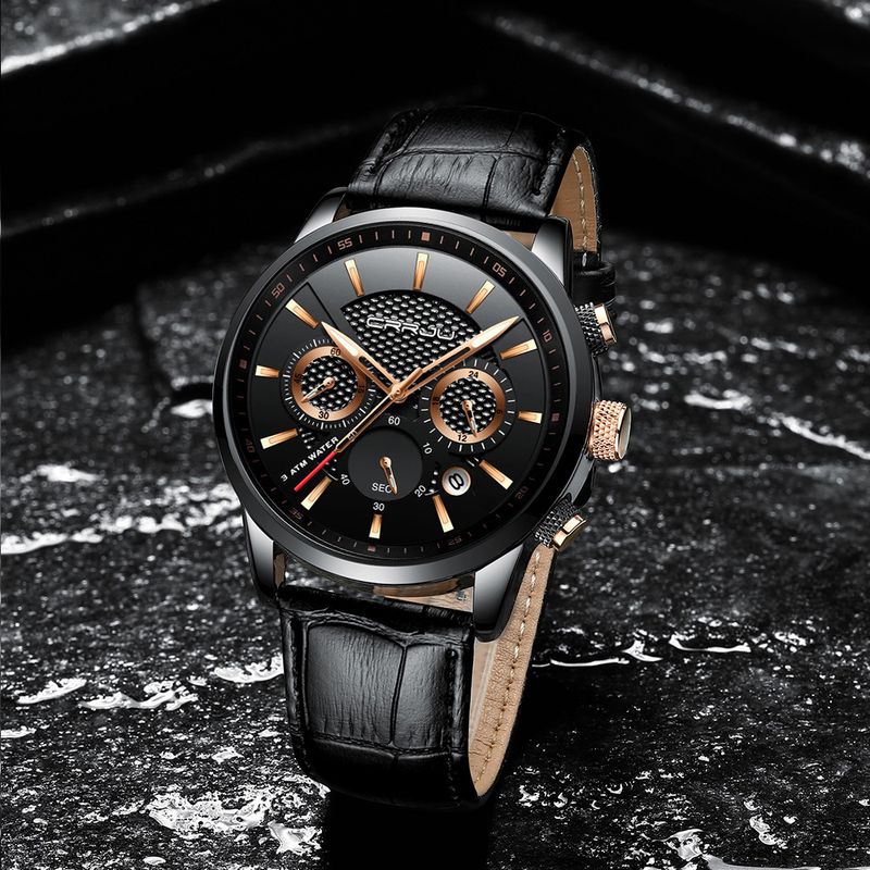 Men's Classic 6-Hand Quartz Watch With Date Function, Waterproof 30M, Casual Business Leather Strap Wristwatch Simple Business Calendar Watch_voghion.com