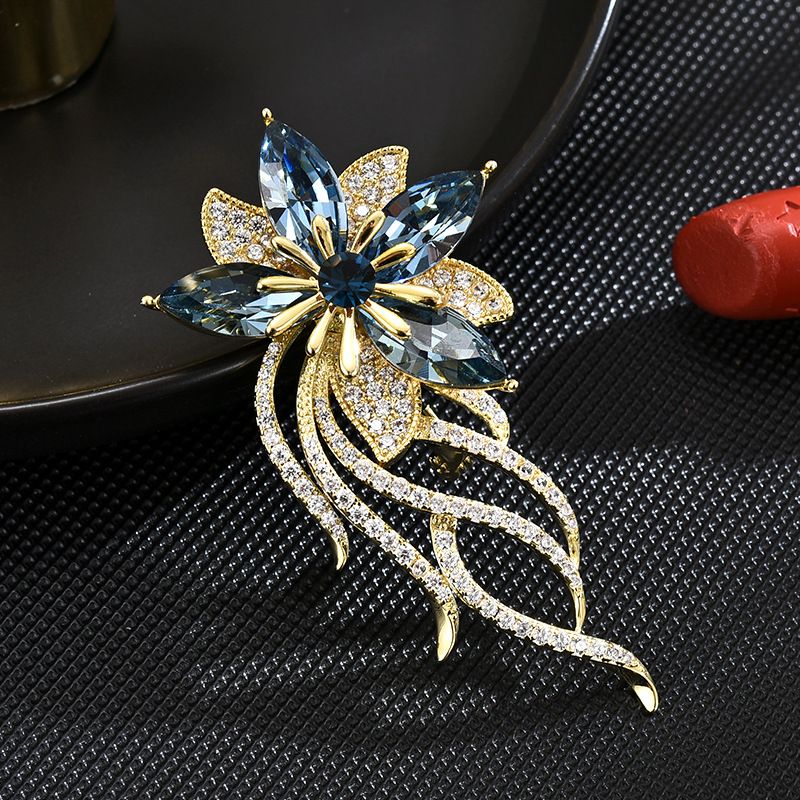 Ny eksklusiv blomsterbroche med paladsdiamantindlagte blomster til kvinder, personlig og elegant nålesmykke_voghion.com