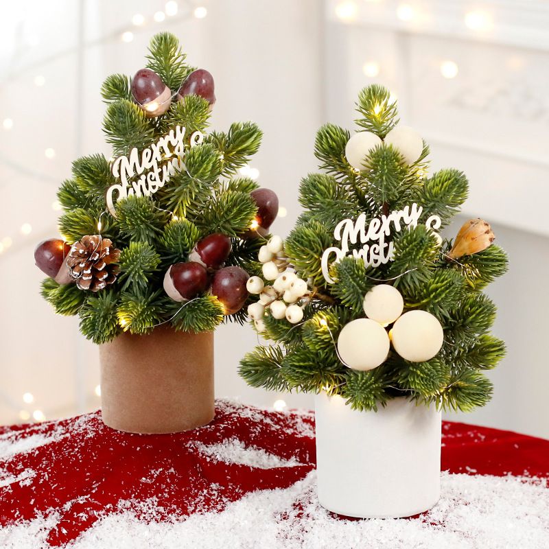 Christmas Decorations INS Nordic Style Led Pine Cones Nobelson Mini Christmas Tree, Tabletop Ornaments_voghion.com