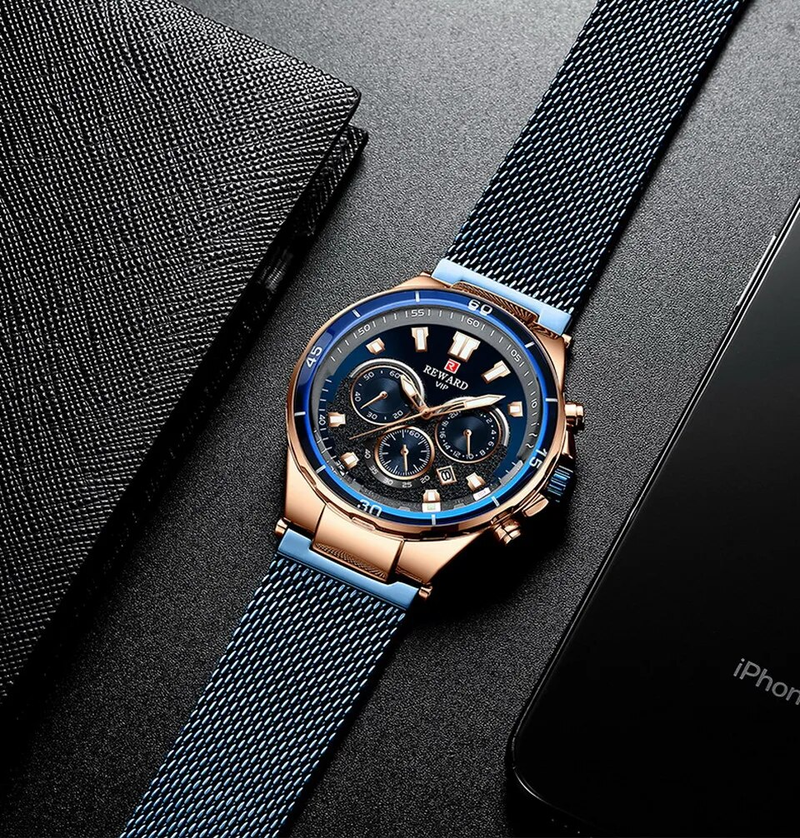 Men Wristwatch Luxury Waterproof Stainless Steel Watches Fashion Calendar Chronograph Wrist Watches Gift for Him_voghion.com