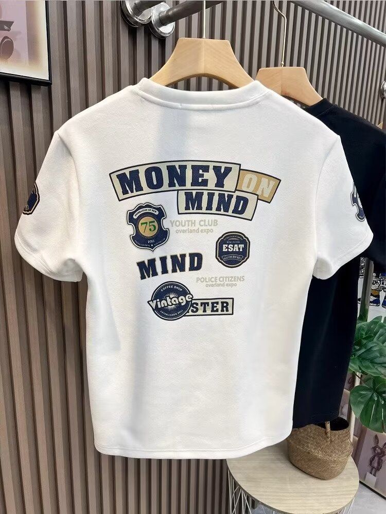 2024 nuovo marchio di moda da uomo a maniche corte estivo in puro cotone t-shirt netta celebrità tendenza giovanile modello semplice stampato top_voghion.com