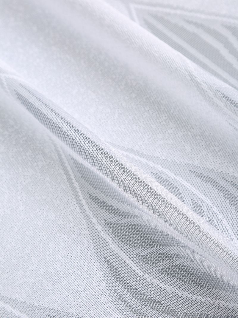 Weiße Jacquard-Vorhänge mit Federn und Metallösen – halbtransparente Fenstervorhänge für Wohnzimmer, Schlafzimmer und mehr, fertig zum Aufhängen, Heimdekoration_voghion.com