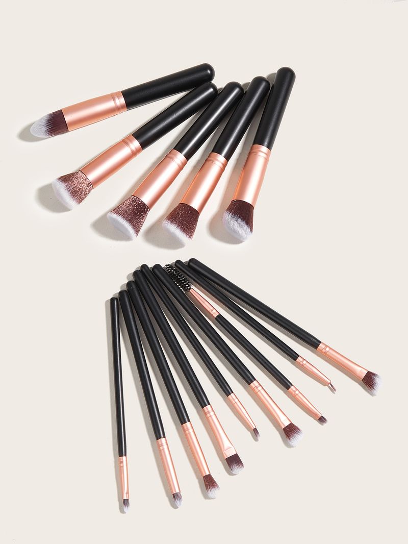 14 pcs black makeup brush set, high quality, five big and five small including foundation brush, double-ended brush FINDCOLOR_voghion.com