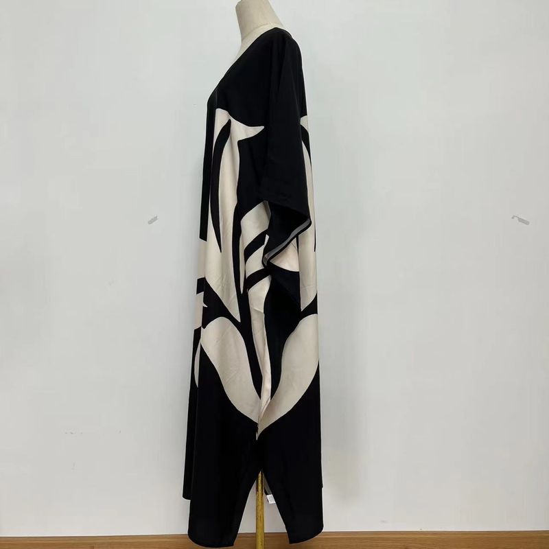 Überwurfkleid mit Fledermausärmeln im Bohemian-Print – Leichter Strandkimono für Damen, Bikini-Wickeltuch, Urlaubstunika in Übergröße, schnelltrocknendes Polyester_voghion.com