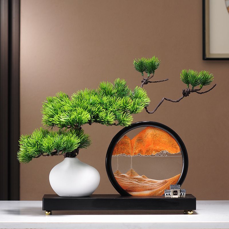 Simulation pseudo accueillant arhat pin coulant peinture sur sable décorations couloir zen chinois étagère Bogu armoire à vin_voghion.com