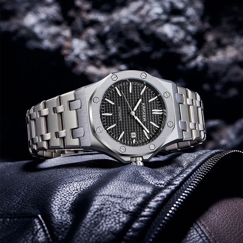 Kingston Oak Series Helautomatisk Mekanisk Klocka Herr Vattentät Mode Stålband Herrklocka_voghion.com