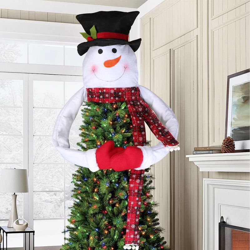 Weihnachts-Schneemann-Baumspitze, Stern – große, festliche Baumdekoration für die Feiertage, Heimdekoration, Weihnachtsschmuck, Winterthema_voghion.com