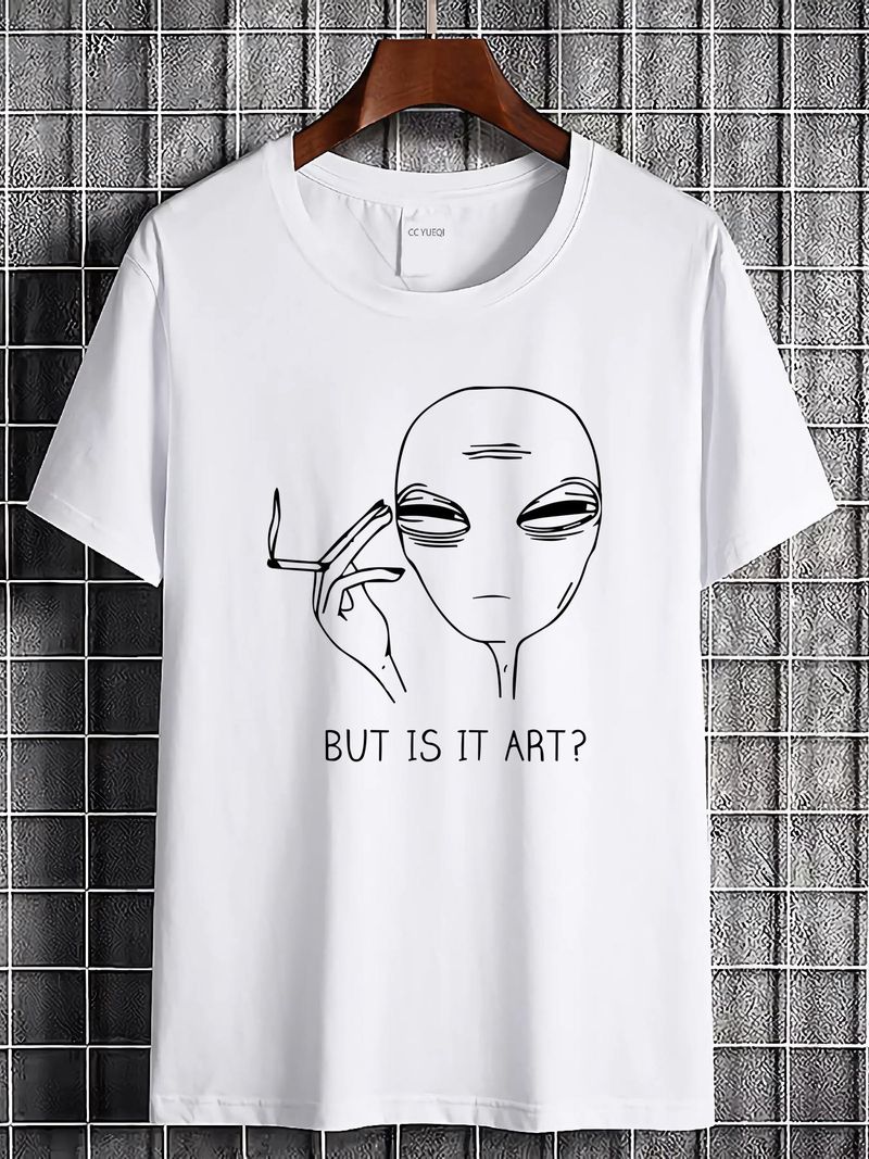 But Is It Art Alien T-Shirt Lustiges vielseitiges Sommer-Designer-Kleidungsstück Lässiges weiches Unisex-Streetwear-Oberteil für den Alltag_voghion.com
