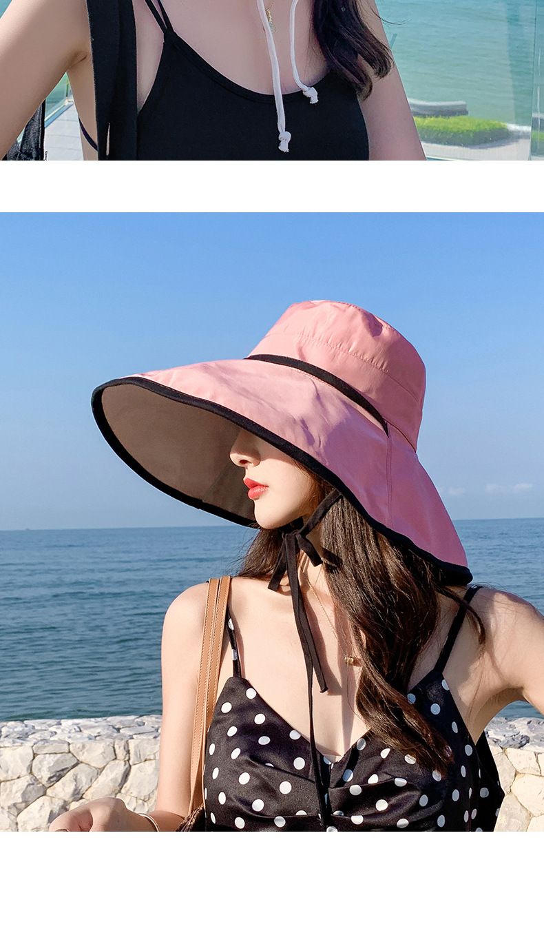 Fëscherhutt Damen Summer Sonneschutzhutt Groussrand Ofdeckung Gesiicht Fréijoer an Hierscht Grouss laanscht den UV Sonnehut_voghion.com