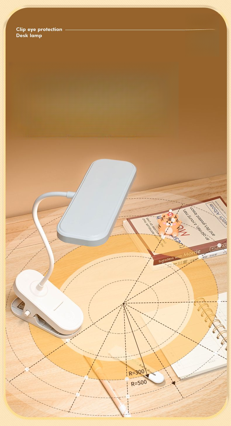 Aufsteckbare LED-Augenschutz-Lernlampe für Kinder, wiederaufladbar und steckbar, geeignet für Lesepulte im Studentenwohnheim_voghion.com