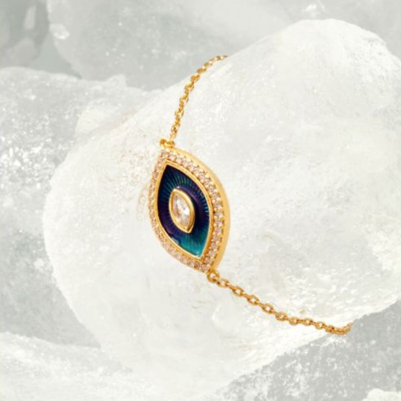 Bracciale con perline a forma di occhio mistico per uomo e donna - Gioielli alla moda ispirati ai tarocchi con smalto colorato a goccia e pietre scintillanti. Bracciale con occhio colorato popolare._voghion.com