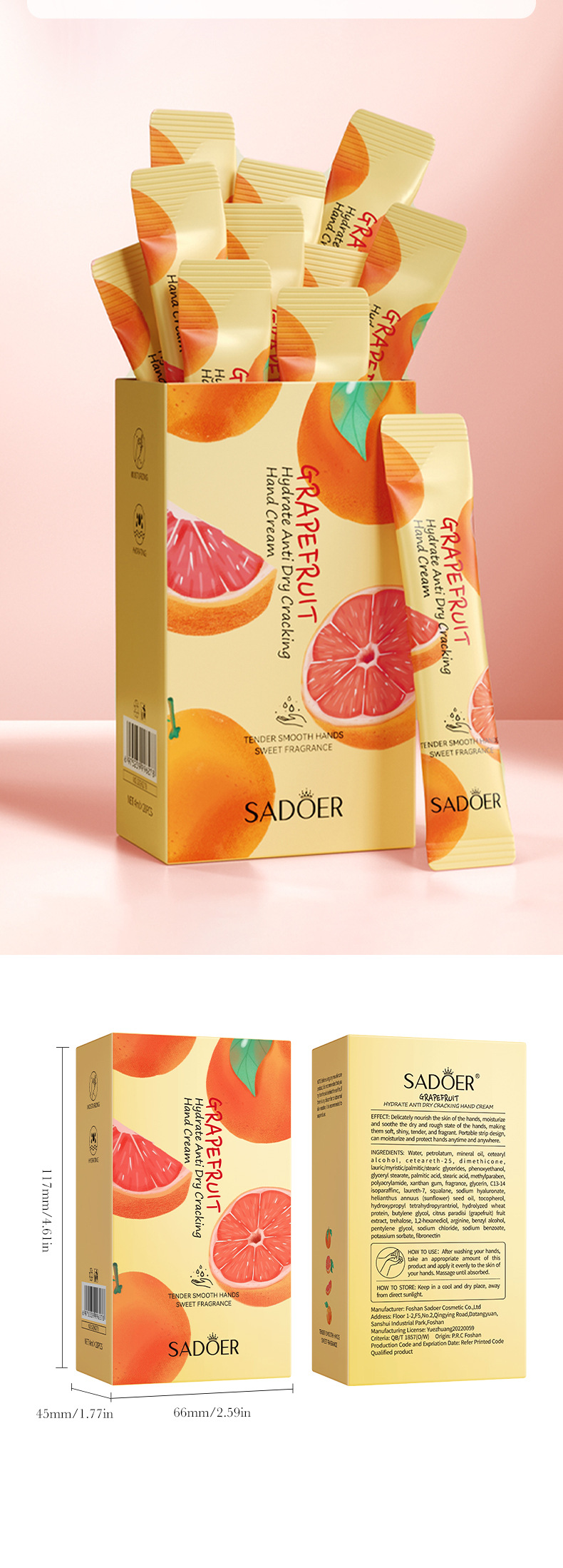 Herbst und Winter Heißer Verkauf Handcreme Box SADOER Avocado Honig Pfirsich Grapefruit Feuchtigkeitsspendende Handcreme_voghion.com