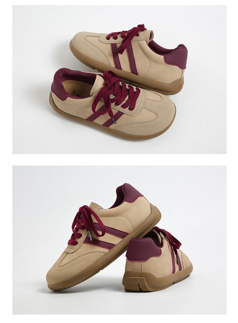 Universal Matte Leather Women's Trainers 2025 New Spring Autumn Soft Sole Flat Lace Up Shoes_voghion.com