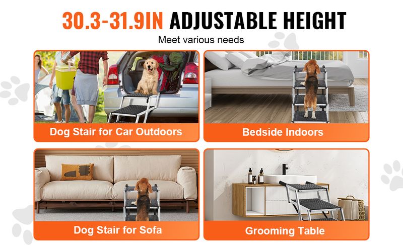 VEVOR Dog Stair for Cars 5-step Folding Dog Steps Aluminum Loads up to 150 lbs_voghion.com