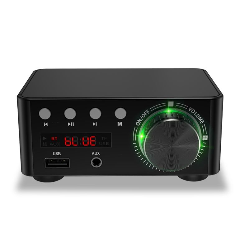Bluetooth 5.0 HIFI audioerősítő digitális tápegység 50WX2 sztereó erősítő házimozi USB TF kártyalejátszó_voghion.com
