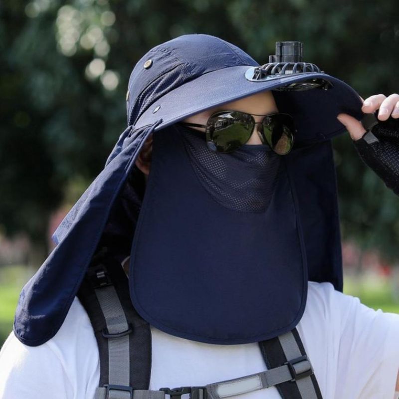Cappello da pescatore alla moda da uomo, con cappuccio e ventola di raffreddamento, protezione completa, parasole, campeggio, anti-UV, traspirante, a tesa larga, per esterni_voghion.com