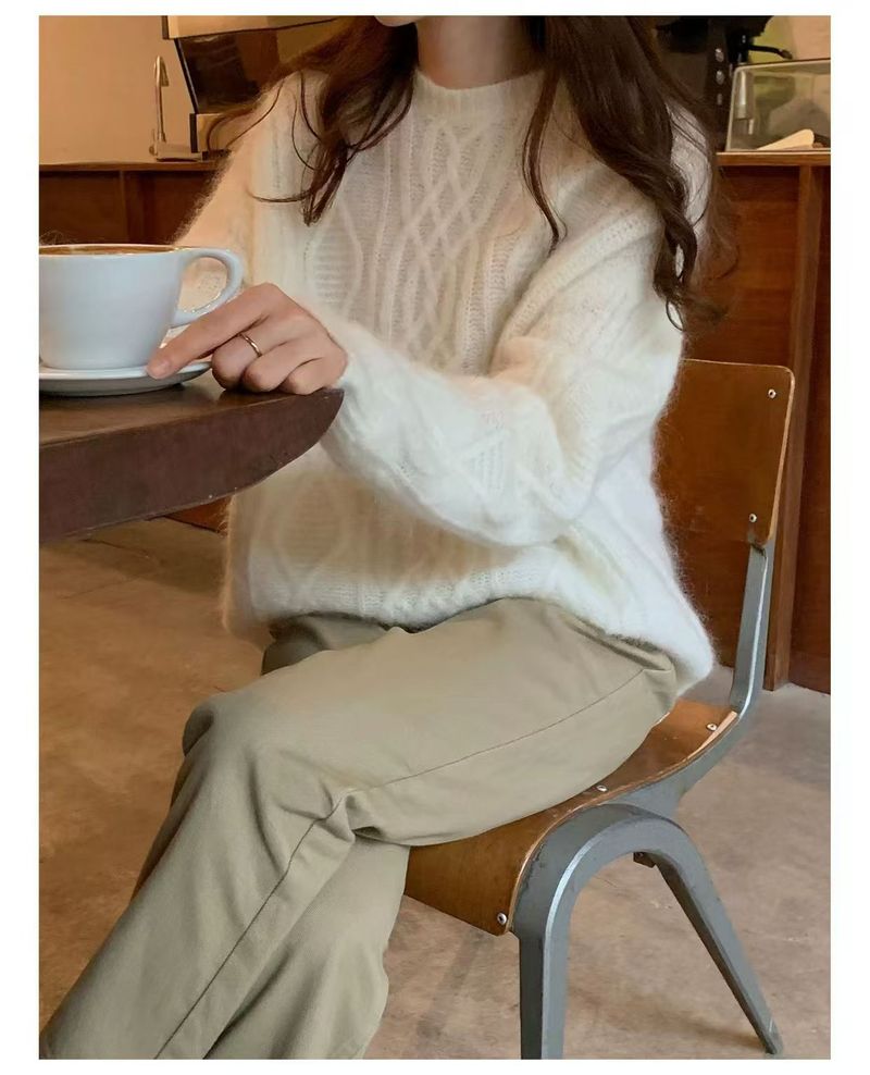 Maglione in cashmere spesso e morbido, stile pigro, 100% lana da donna, maglia autunnale e invernale per figure minute_voghion.com