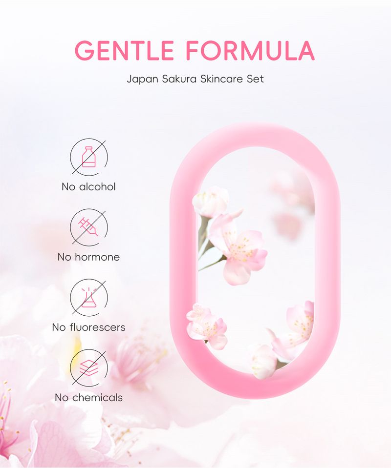 Laike Japanese Sakura Skin Care Set 3 Piece Essence Eye Cream Face Cream Skin Care Products_voghion.com