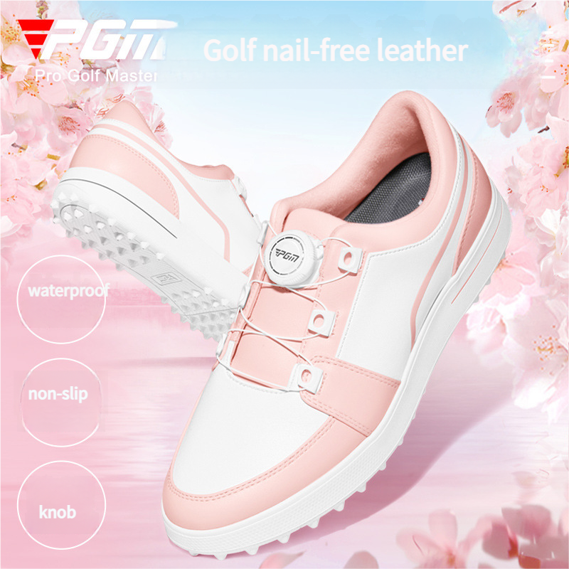 Women's Golf Waterproof Knob Sneakers Lightweight Durable Non-Slip Spike-Free Shoes_voghion.com