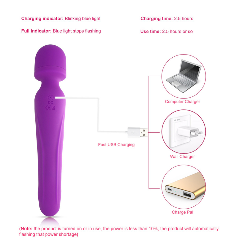 Bacchetta magica Enorme vibrazione per le donne Massaggiatore AV Giocattoli del sesso Riscaldamento 7 velocità Dildo Stimolatore del clitoride Femmina G_voghion.com