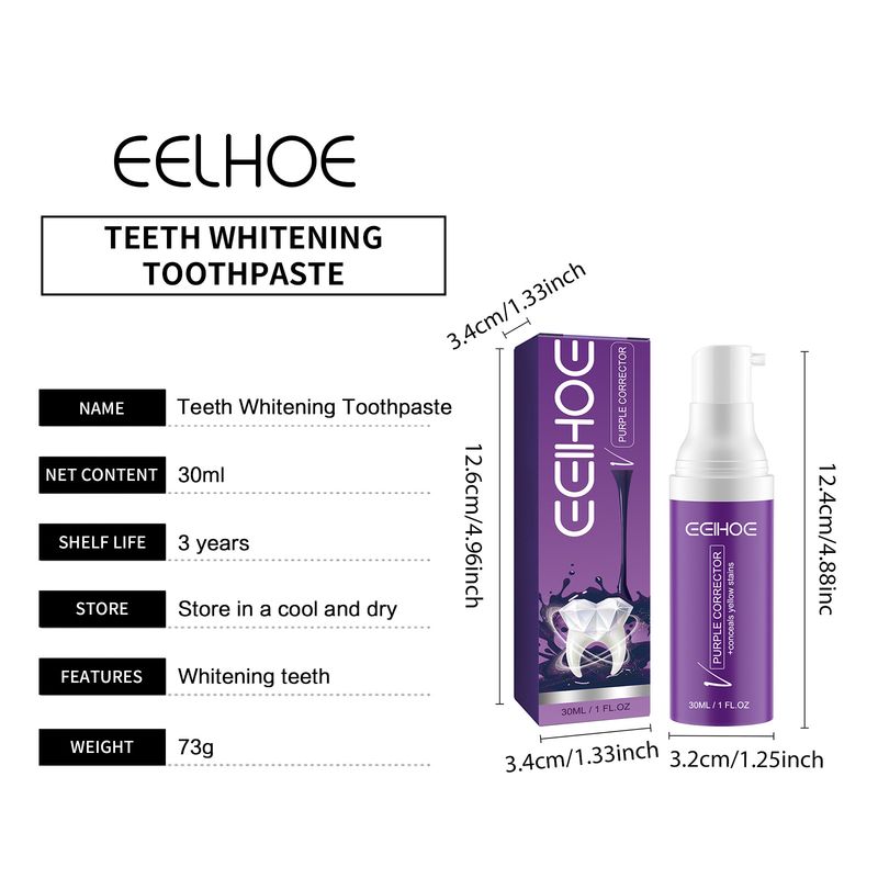 Purple Corrector Zahnpasta Bleichmittel Zahnaufhellung Flecken entfernen Zahnreinigung Erfrischende Mundpflege Zahnpasta_voghion.com